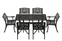 IVF SİYAH DİKDÖRTGEN MASA + 6'LI CUNDA SANDALYE