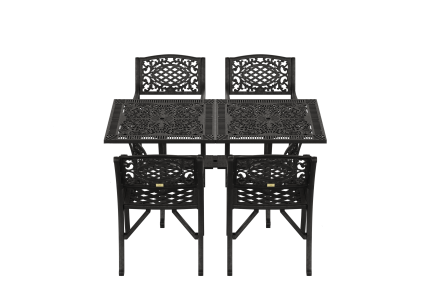 IVF SİYAH DİKDÖRTGEN MASA + 4'LÜ CUNDA SANDALYE