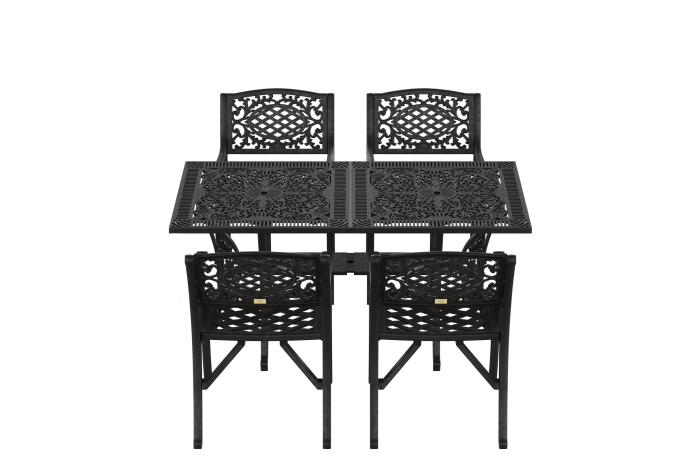 IVF SİYAH DİKDÖRTGEN MASA + 4'LÜ CUNDA SANDALYE - Görsel 1