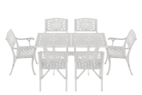 IVF BEYAZ DİKDÖRTGEN MASA + 6'LI CUNDA SANDALYE