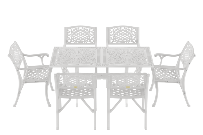 IVF BEYAZ DİKDÖRTGEN MASA + 6'LI CUNDA SANDALYE - Görsel 1