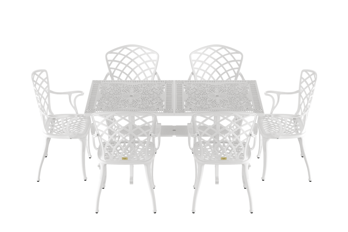 IVF BEYAZ DİKDÖRTGEN MASA + 6'LI HİTİT SANDALYE - Görsel 1