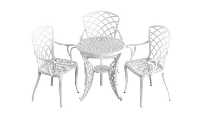 IVF BEYAZ FİSKOS MASA + 3'LÜ HİTİT SANDALYE TAKIMI - Görsel 1