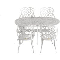 IVF BEYAZ OVAL MASA + 4'LÜ HİTİT SANDALYE TAKIMI