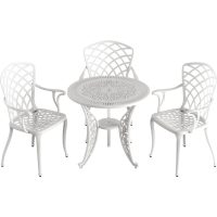 IVF BEYAZ YUVARLAK MASA + 3'LÜ HİTİT SANDALYE TAKIMI