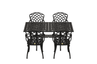 IVF SİYAH DİKDÖRTGEN MASA + 4'LÜ HİTİT SANDALYE TAKIMI