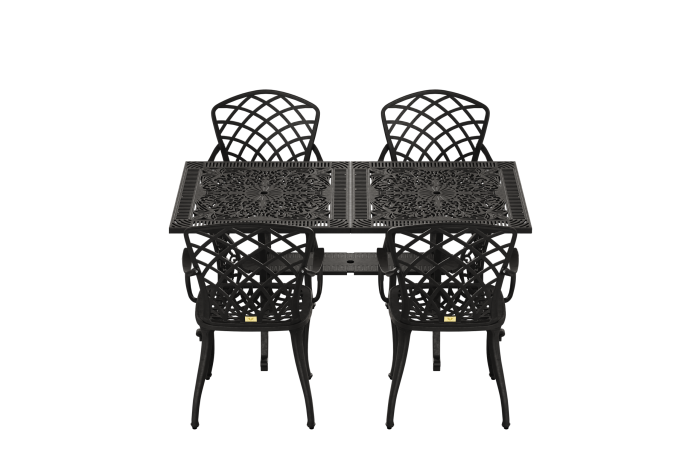 IVF SİYAH DİKDÖRTGEN MASA + 4'LÜ HİTİT SANDALYE TAKIMI - Görsel 1