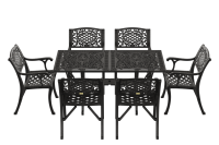 IVF SİYAH DİKDÖRTGEN MASA + 6'LI CUNDA SANDALYE TAKIMI