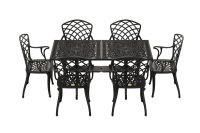 IVF SİYAH DİKDÖRTGEN MASA + 6'LI HİTİT SANDALYE TAKIMI