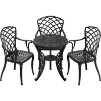 IVF SİYAH FİSKOS MASA + 3'LÜ HİTİT SANDALYE TAKIMI