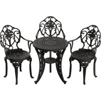 IVF SİYAH  FİSKOS MASA + 3'LÜ ISPARTA SANDALYE TAKIMI