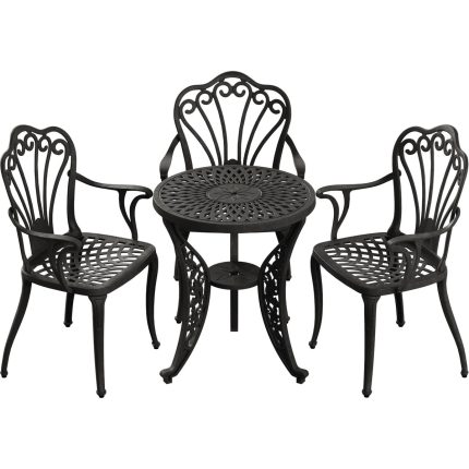 Siyah Fiskos Masa + 3'lü Istanbul Sandalye