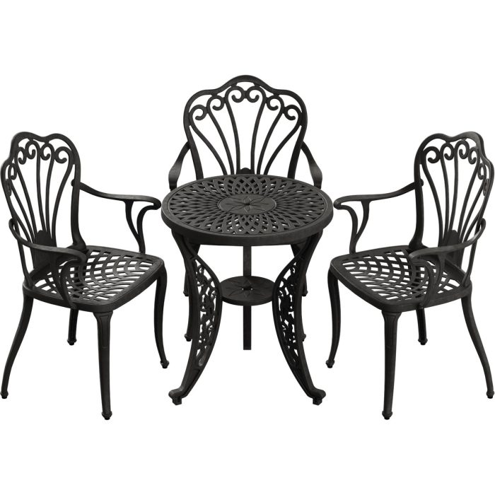 Siyah Fiskos Masa + 3'lü Istanbul Sandalye - Görsel 1