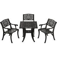 IVF SİYAH KARE MASA + 3'LÜ CUNDA SANDALYE TAKIMI