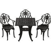 IVF SİYAH KARE MASA + 3'LÜ ISPARTA SANDALYE TAKIMI