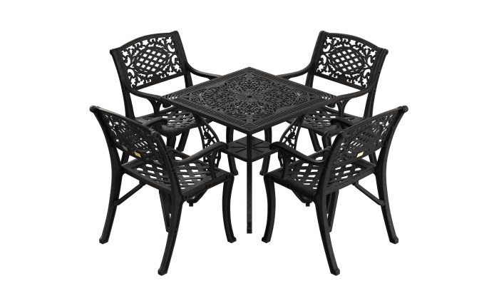 IVF SİYAH  KARE MASA + 4'LÜ CUNDA SANDALYE TAKIMI - Görsel 1