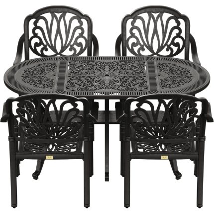 Siyah Oval Masa + 4'lü Bursa Sandalye