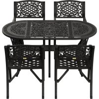 IVF SİYAH OVAL MASA + 4'LÜ CUNDA SANDALYE TAKIMI