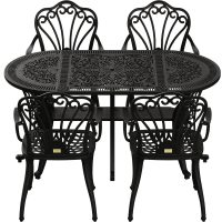 IVF SİYAH OVAL MASA + 4'LÜ İSTANBUL SANDALYE TAKIMI