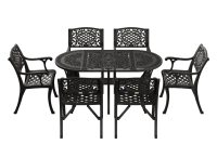 IVF SİYAH OVAL MASA + 6'LI CUNDA SANDALYE TAKIMI