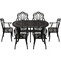 IVF SİYAH OVAL MASA + 6'LI İSTANBUL SANDALYE TAKIMI