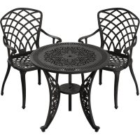 IVF SİYAH YUVARLAK MASA + 2'Lİ HİTİT SANDALYE TAKIMI