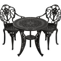 IVF SİYAH YUVARLAK MASA + 2'Lİ ISPARTA SANDALYE TAKIMI