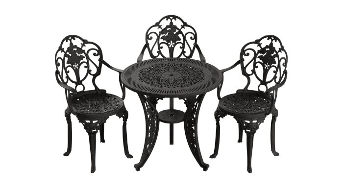IVF SİYAH YUVARLAK MASA + 3'LÜ ISPARTA SANDALYE TAKIMI - Görsel 1