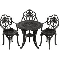 IVF SİYAH YUVARLAK MASA + 3'LÜ ISPARTA SANDALYE TAKIMI