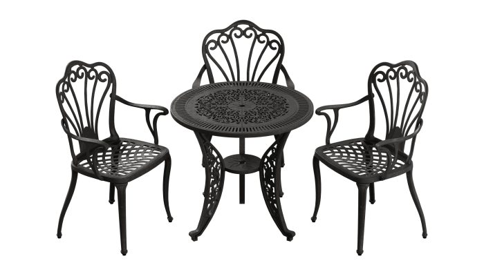 IVF SİYAH YUVARLAK MASA + 3'LÜ ISTANBUL SANDALYE TAKIMI - Görsel 1