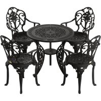 IVF SİYAH YUVARLAK MASA + 4'LÜ ISPARTA SANDALYE TAKIMI