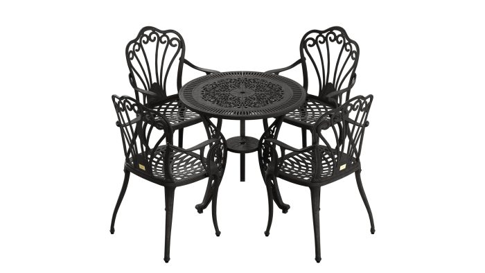 IVF SİYAH YUVARLAK MASA + 4'LÜ ISTANBUL SANDALYE TAKIMI - Görsel 1